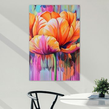 Tulipe abstraite moderne et colorée sur Wilma Mesman