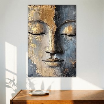 Modern abstract Buddha face in Japandi style by Wilma Mesman