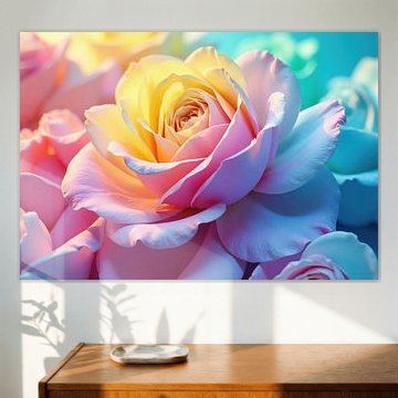 Nahaufnahme von pastellfarbenen Rosen