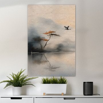ZEN ART: Triptychon (Teil 1): Ruhige Japandi-Landschaft von Studio Pieternel