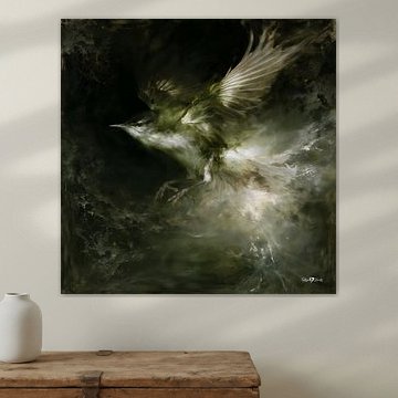 vogeltje in olieverf van Gelissen Artworks