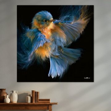 vogeltje in olieverf van Gelissen Artworks