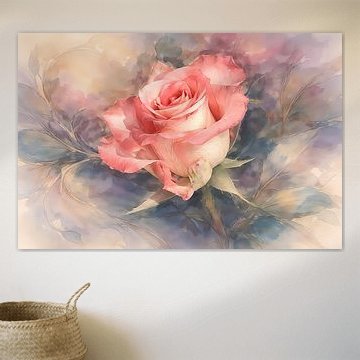 Roos aquarel van Linda de Klein