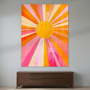 Farbenfroher Sonnenstrahl, Sonnenuntergang-Druck von Bella studio