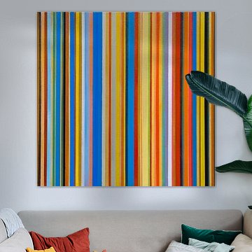 Abstract stripes in blue and orange by Anja Namink - Paintings