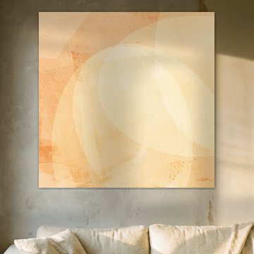 2er-Set mit strahlenden abstrakten Formen in hellem Terrakotta und Weiß Nr. 1 von Abstrakte minimalistische Kunst