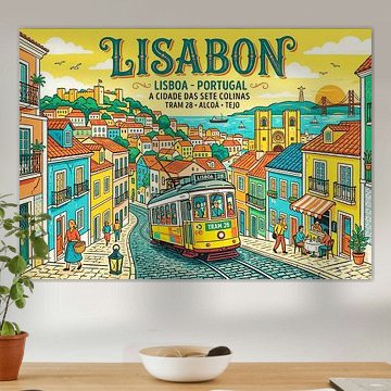 Illustration rétro de Lisbonne dans le style pop art