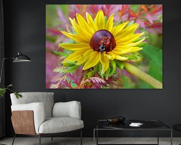 Gele bloem met lieveheersbeestje von Gonnie van Hove