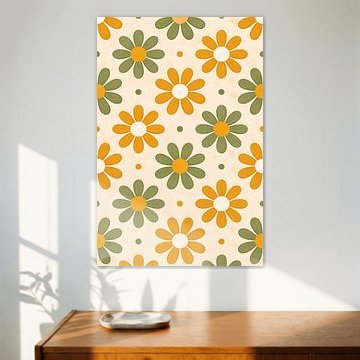 Colourful Retro Flower Field Poster by DesignDoodle