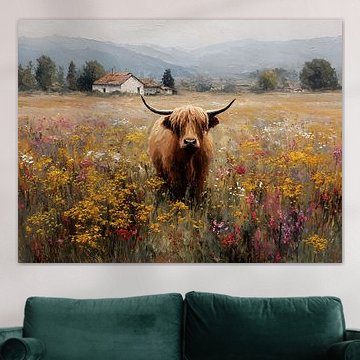 Hochlandrinder-Wildblumenwiese von IamHomeStudio
