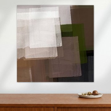 Abstracte schilderij in bruin en wit. Set van 2. Nr. 2 van Dina Dankers
