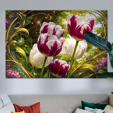 Tulipes colorées de style Art nouveau