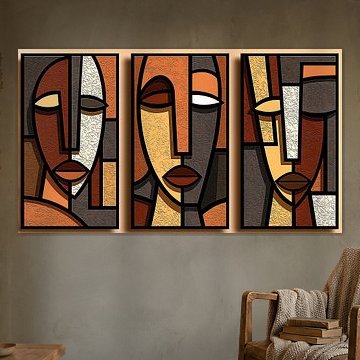 Faces Triptychon von Jacky