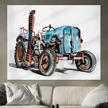 Old tractor, blue, rusty by brushclicks