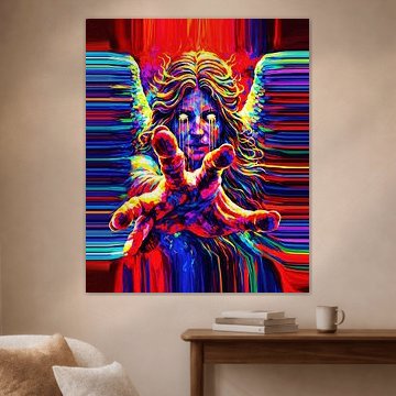 De engel die hulp nodig had – Symbolisch portret met kleurrijke vleugels van RAMYHEFNY-GALLERY