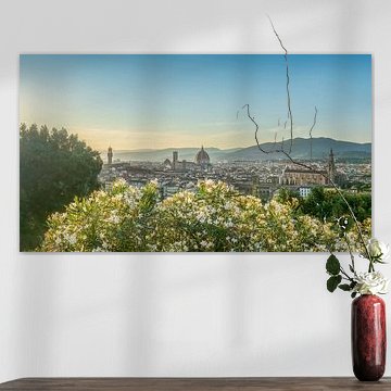 Die Skyline von Florenz vom Piazzale Michelangelo aus, mit Blumen von Stefano Orazzini