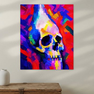 Crâne électrique – Peinture « Explosion de couleurs vives »