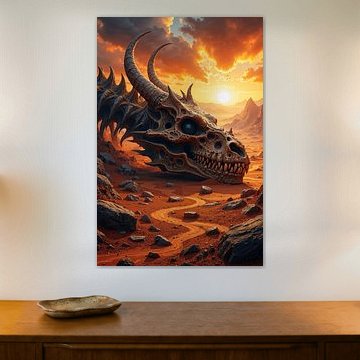 Fantasy Décoration Murale: ZERAKHUL - Le squelette d’un dragon dans le désert