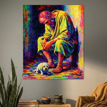 Faithful Companion – Man and His Dog Symbolic Painting