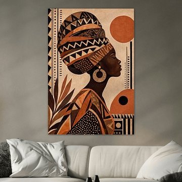 Golden Heritage: Elegant African Queen in Traditional Headwrap