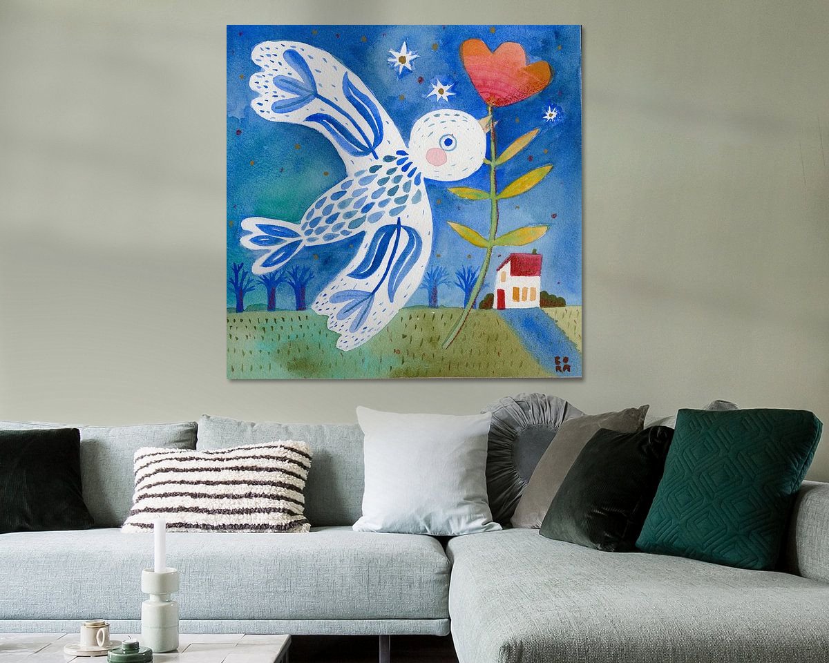 Voorbeeld van het werk in een kamer