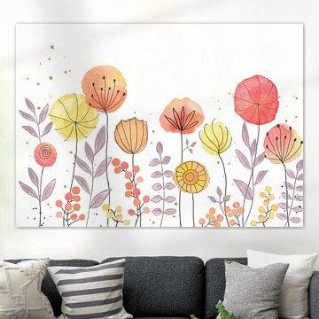 Aquarelbloemenpracht op de zomerweide