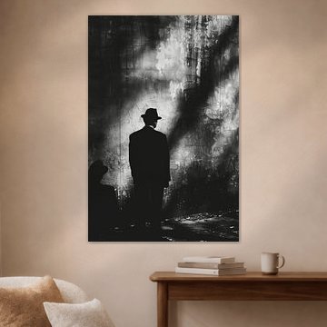 Mann mit Hut im Schatten – Filmische Schwarz-Weiß-Kunst
