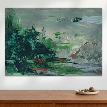 Misty Forest – abstrakte grüne Landschaft mit Kupfer von Studio Kunst & Kracht
