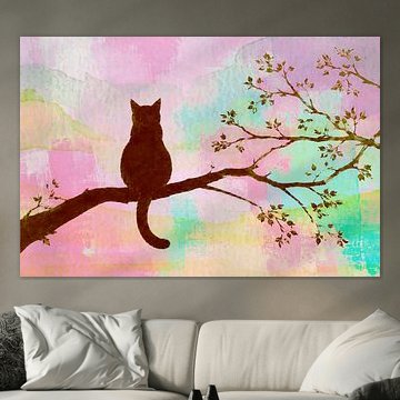 Un chat devant une mer de couleurs sur Claudia Gründler