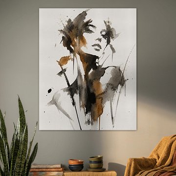 Ink Muse X | Abstract portrait of a woman in Indian ink and watercolour