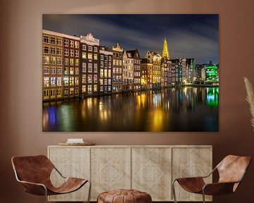 Damrak haven Amsterdam van Peter Bolman