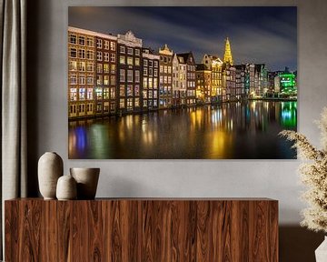 Damrak haven Amsterdam van Peter Bolman