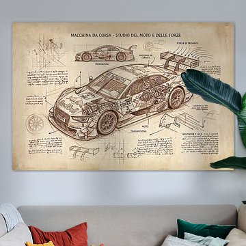 Une illustration technique d'une voiture de DTM, réalisée dans le style de Léonard de Vinci. sur Wolbert Erich