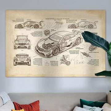 Une illustration technique d'une voiture de DTM, réalisée dans le style de Léonard de Vinci. sur Wolbert Erich