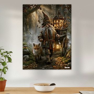Gnome mit Fuchs im Wald von Gelissen Artworks