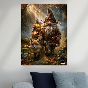 Gnome mit Fuchs im Wald