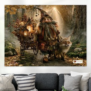 Gnome mit Fuchs im Wald von Gelissen Artworks