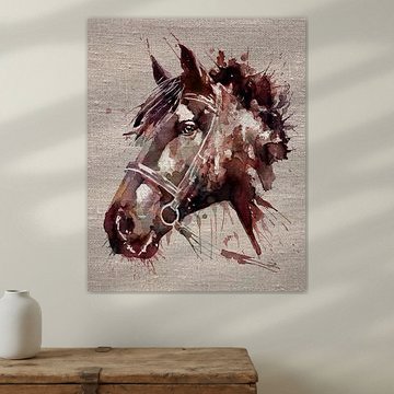 Paardenhoofd in aquarel en Oost-Indische inkt van MadameRuiz