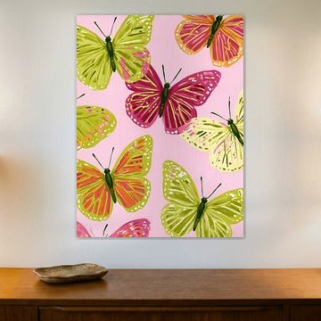 Papillons aux couleurs rose et vert sur IamHomeStudio