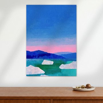 Minimalist iceberg landscape with a blue sky by Niklas Maximilian