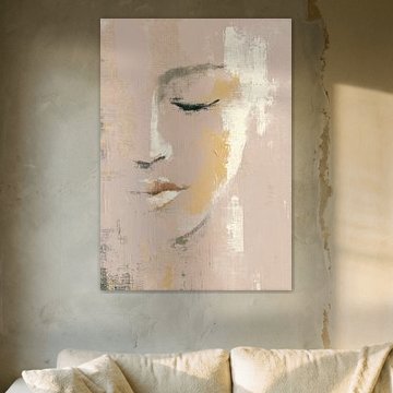 Abstraktes Gesicht in Beige und Sandfarben von Niklas Maximilian