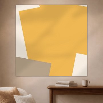 Minimalist Abstract Geometric Wall Art in Warm Mustard & Neutral Tones – Set of 2. No.1 by Dina Dankers