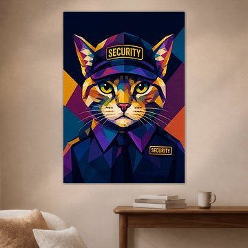 Security Cat – Farbenfrohes WPAP-Katzenporträt