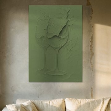 Verre à vin « Zen » – Style Japandi, couleur olive sur AidasignArt