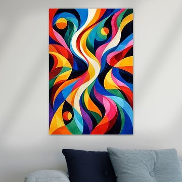 Formes abstraites colorées en mouvement dynamique sur DesignDoodle