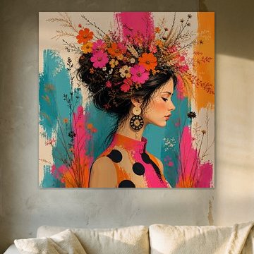 Flora Pop | farbenfrohes, illustratives Frauenporträt von Mirjam Duizendstra