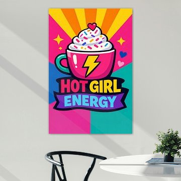 Hot Girl Energy Tasse in Pop-Art-Farben von DesignDoodle