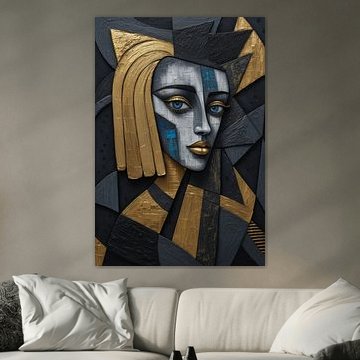 Geometric Golden Muse Portrait