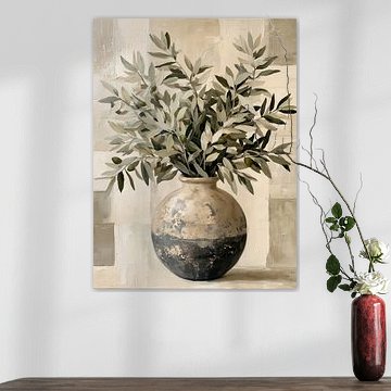 Des branches d'olivier dans un vase