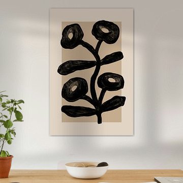 Minimalist Black Floral Abstract Art by Melloi Art